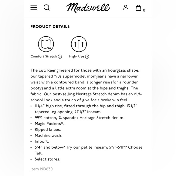 Madewell Curvy Perfect Vintage Jean / size 32 / NWOT - Picture 3 of 7